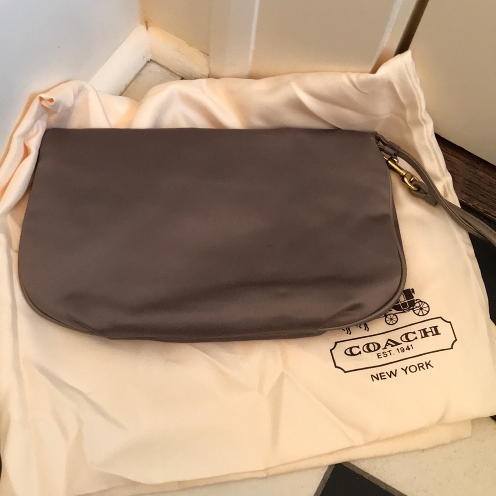 Coach silk gray clutch - Picture 2 of 5